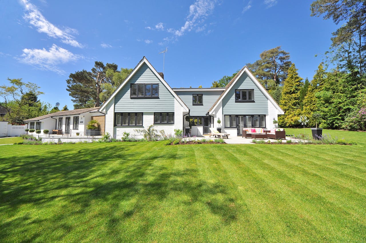 beautiful front yard with fescue sod